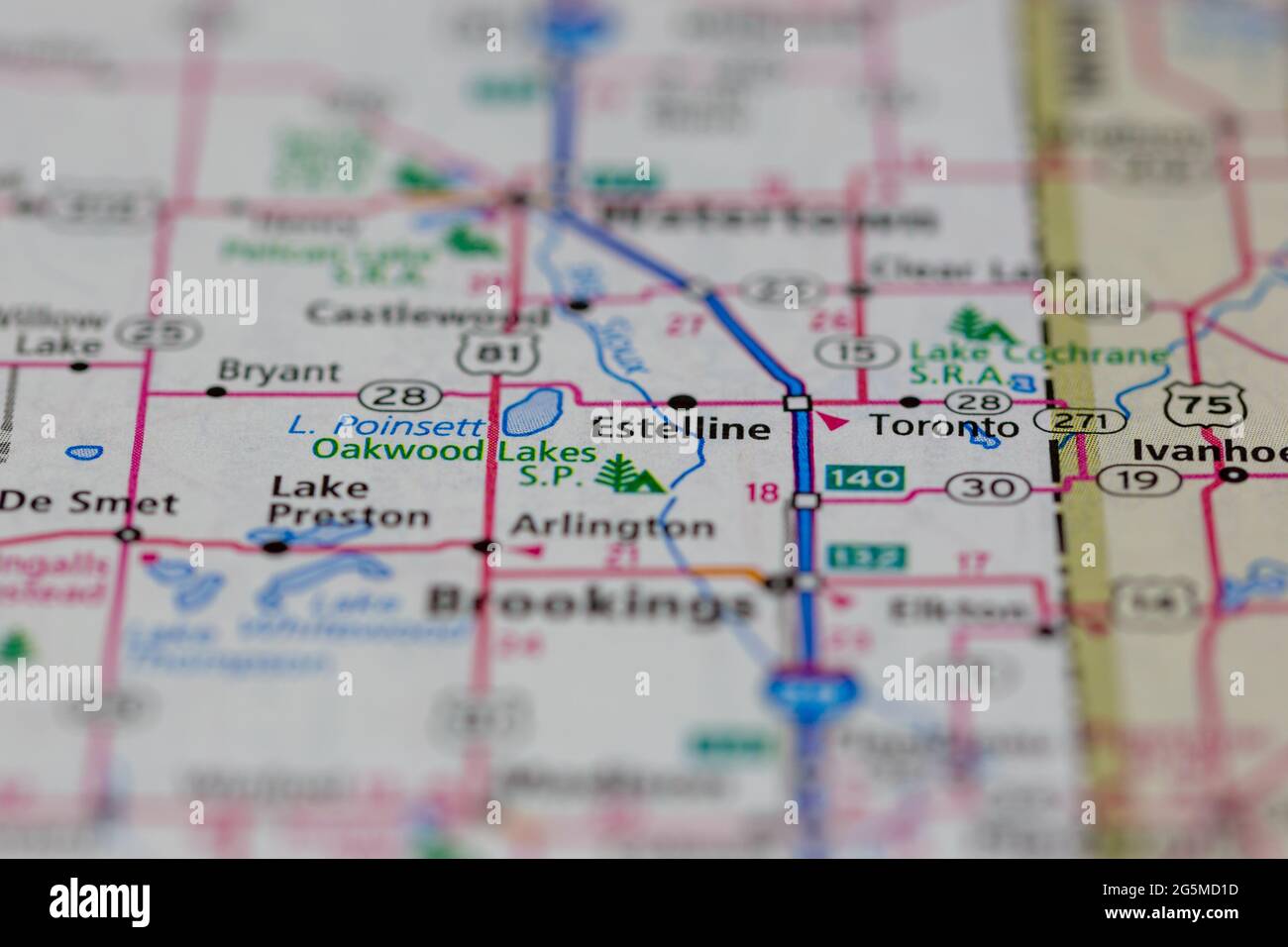 Estelline South Dakota USA shown on a Geography map or Road map Stock