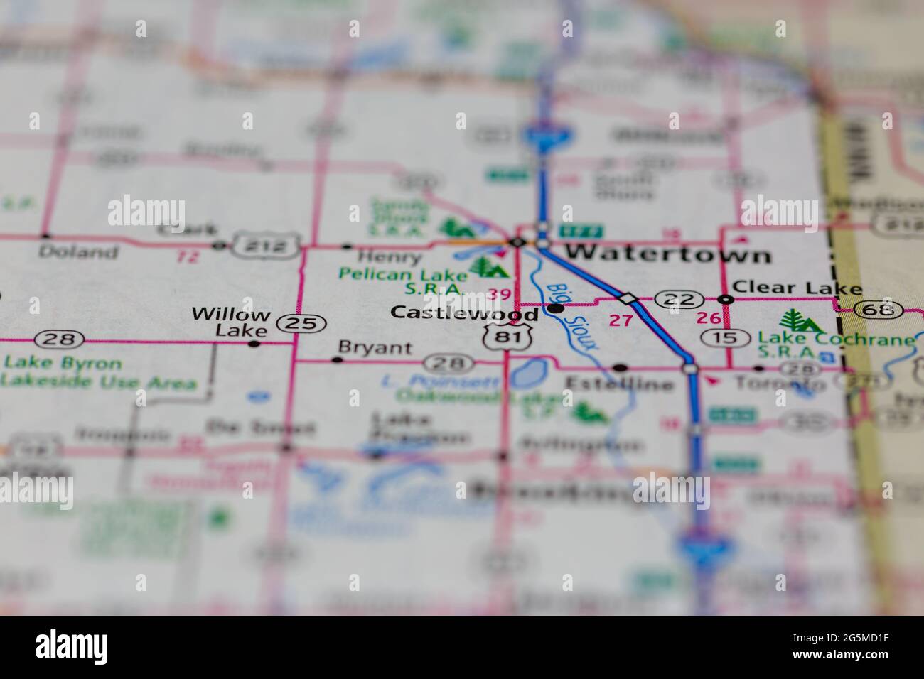 Castlewood South Dakota USA shown on a Geography map or Road map Stock