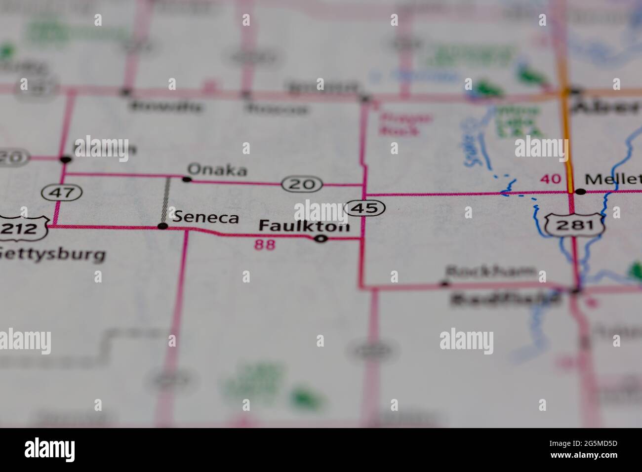 Faulkton South Dakota USA shown on a Geography map or Road map Stock