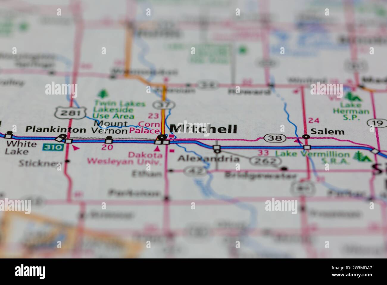 Mitchell South Dakota USA shown on a Geography map or Road map Stock 
