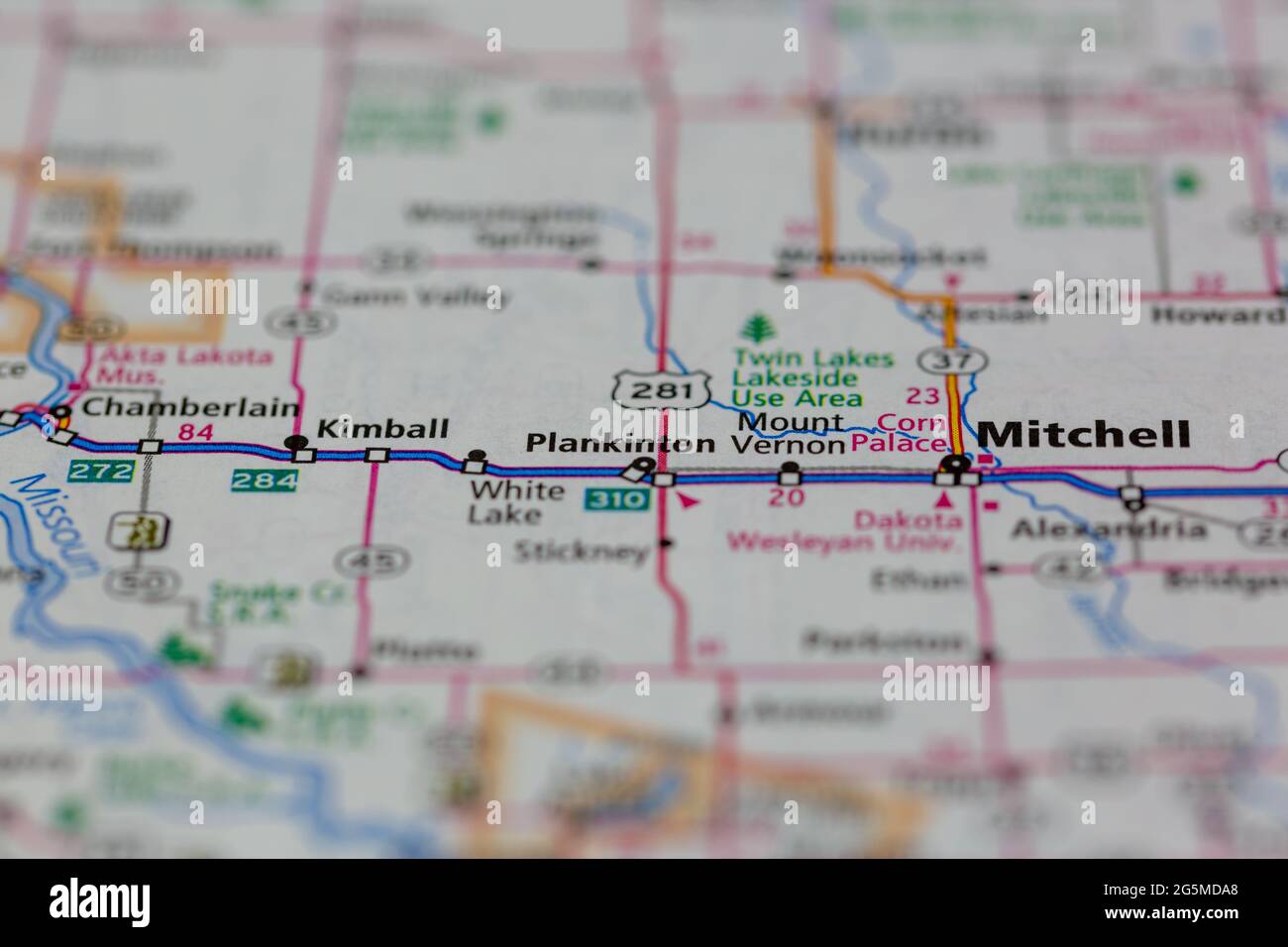 Plankinton South Dakota USA shown on a Geography map or Road map Stock