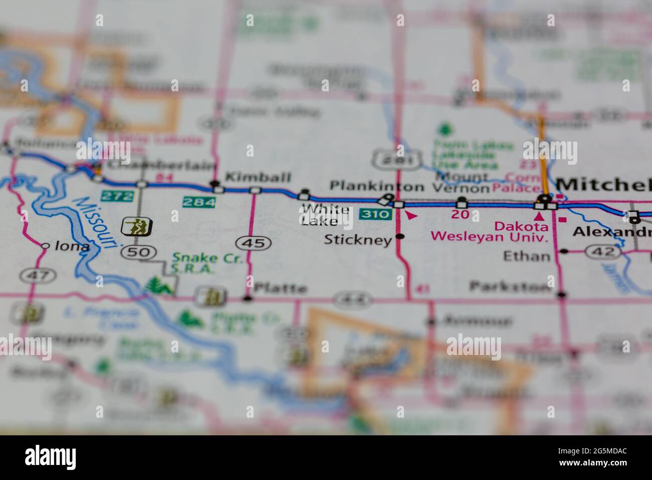 White Lake South Dakota USA shown on a Geography map or Road map Stock Photo Alamy