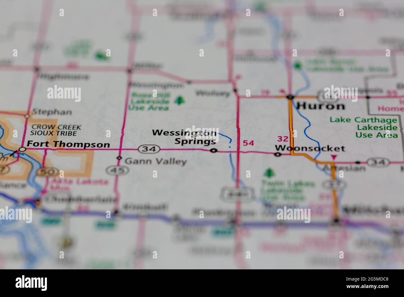Wessington Springs South Dakota USA shown on a Geography map or Road