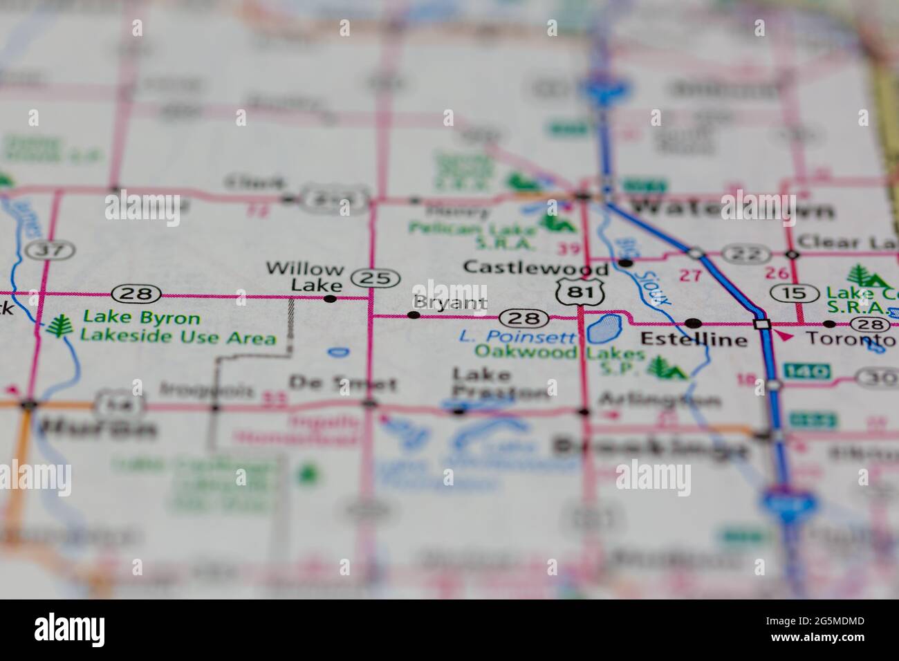 Bryant South Dakota USA shown on a Geography map or Road map Stock Photo Alamy
