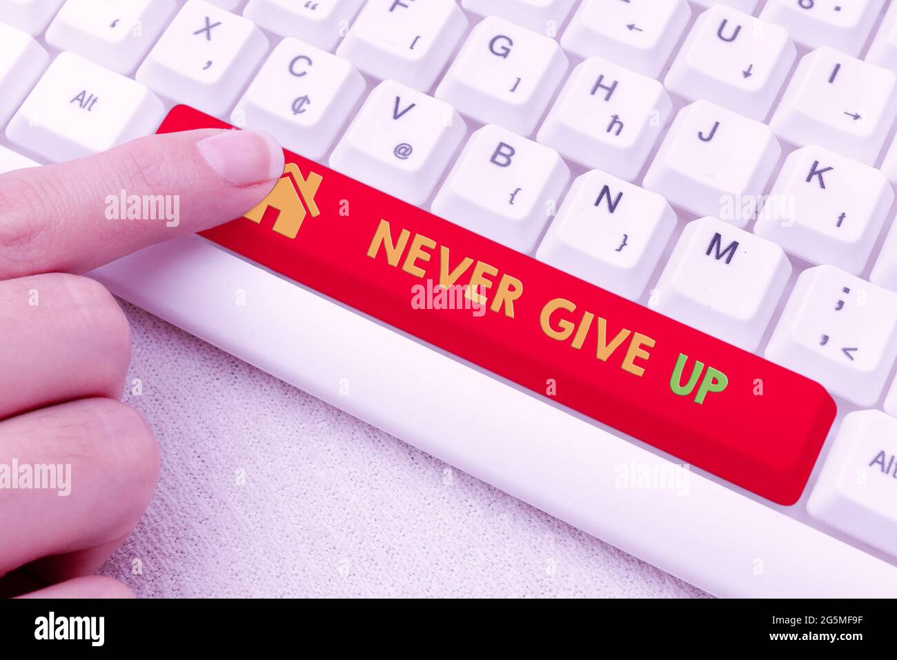 Handwriting text Never Give Up. Word Written on be persistent to keep ...