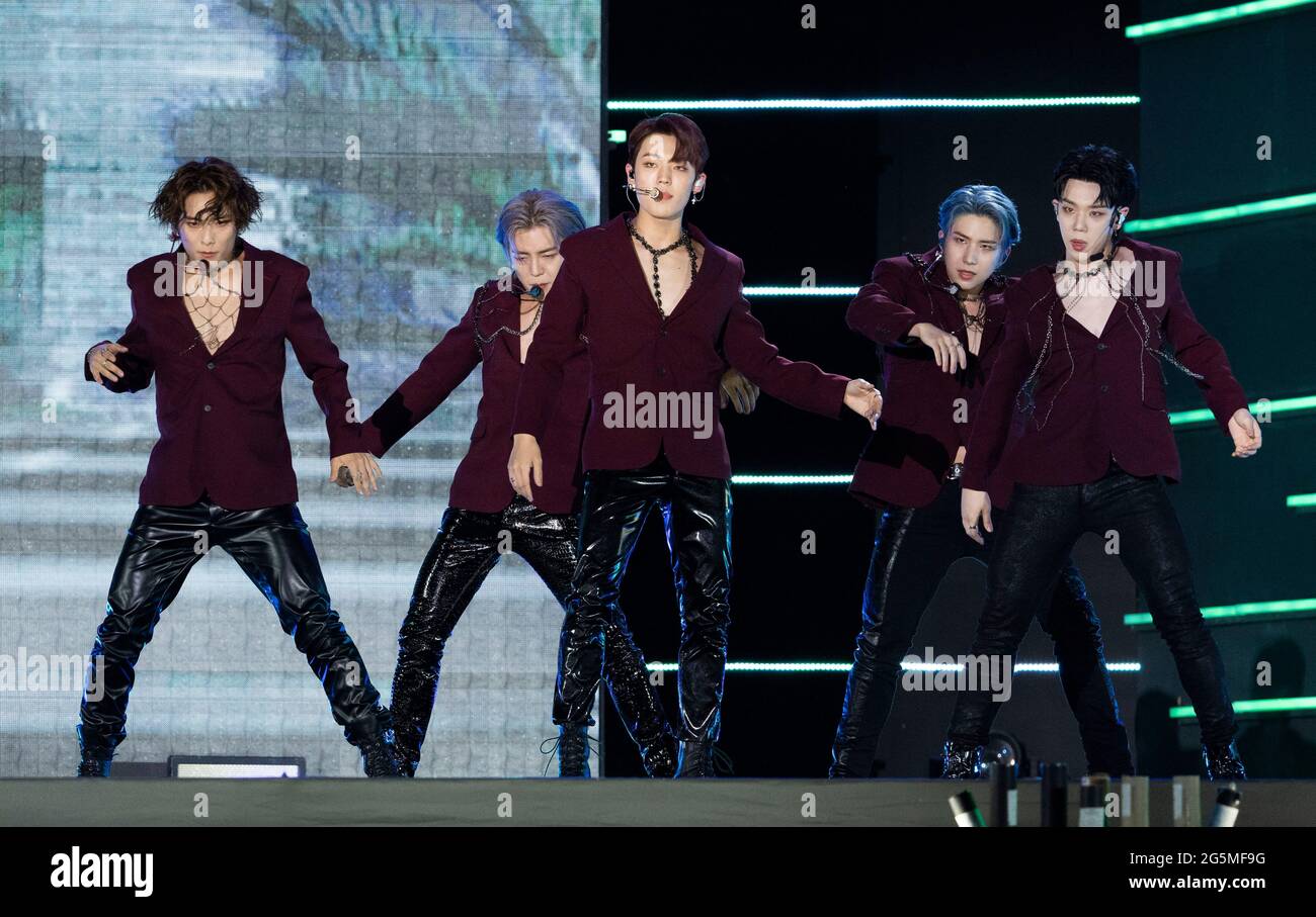 Seoul South Korea 26th June 21 K Pop Boy Band A C E Performs On The Stage During A K Pop Live Concert 27th Dream Concert At The Sangam World Cup Stadium In Seoul South Korea