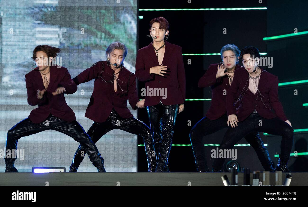 Seoul South Korea 26th June 21 K Pop Boy Band A C E Performs On The Stage During A K Pop Live Concert 27th Dream Concert At The Sangam World Cup Stadium In Seoul South Korea
