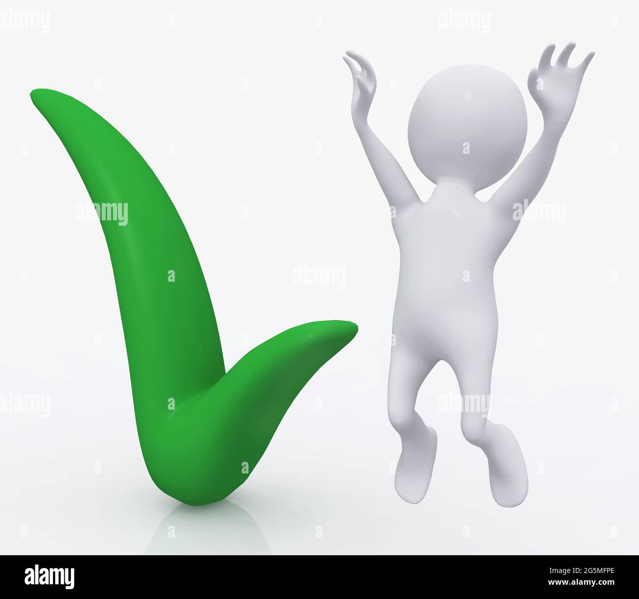 3D figure with green check mark sign Stock Photo - Alamy