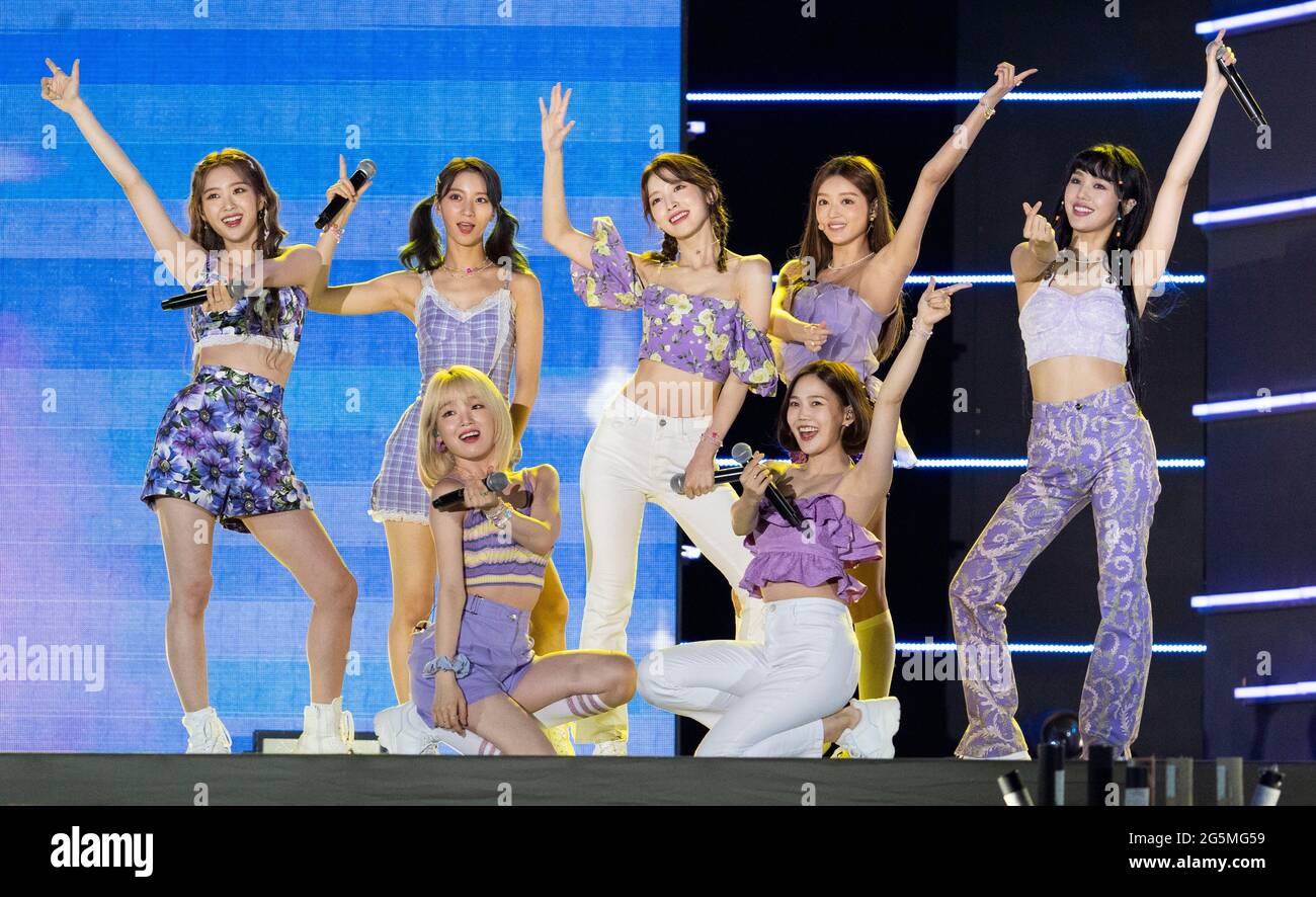 26 June 21 Seoul South Korea K Pop Girl Group Oh My Girlperforms On The Stage During A K Pop Live Concert 27th Dream Concert At The Sangam World Cup Stadium In