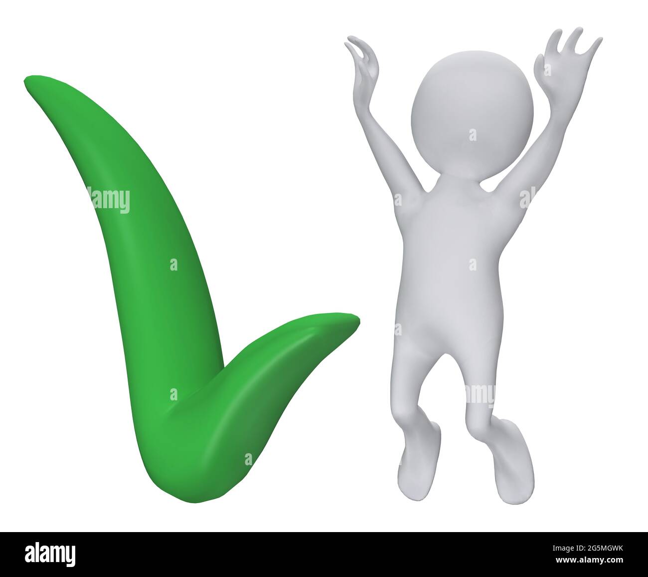 3D figure with green check mark sign Stock Photo - Alamy