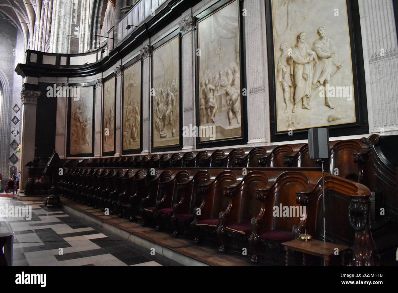 Saint Bavo's Cathedral in Ghent, Belgium. Choir. Stock Photo