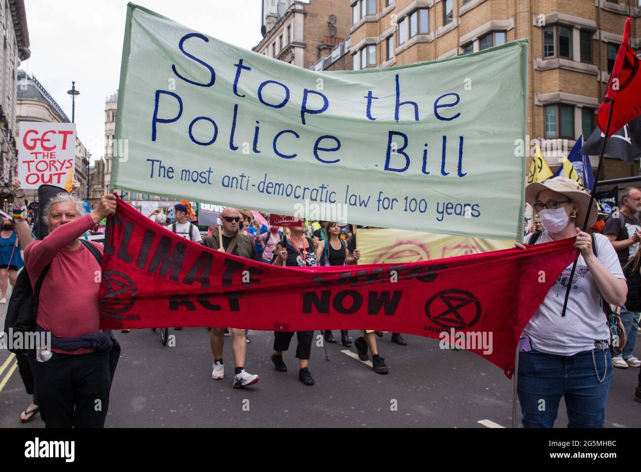 London, UK. 26th June, 2021. Thousands of people attend the People's Assembly's United Against The Tories demonstration. Credit: Mark Kerrison/Alamy Stock Photo
