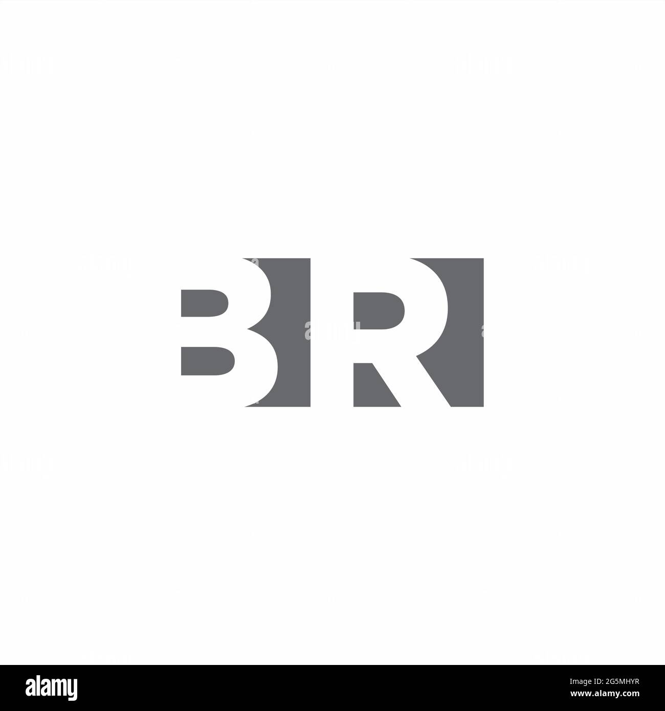 BR Logo monogram with negative space style design template isolated on white background Stock Vector