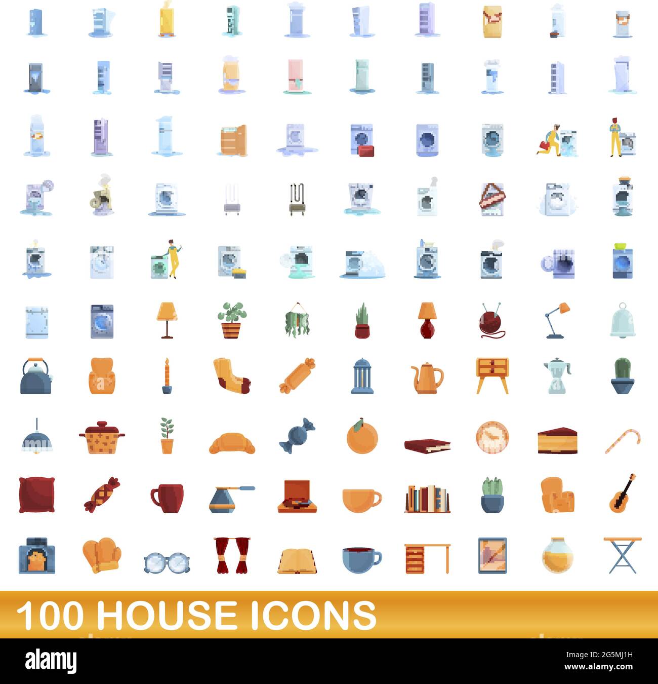 100 house icons set. Cartoon illustration of 100 house icons vector set ...