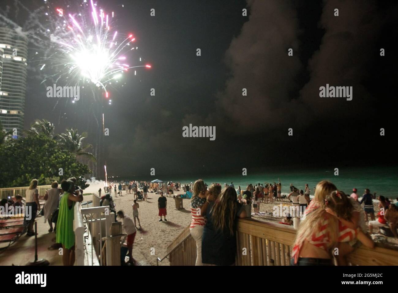 SurfsideMiamiFlorida472016 fireworks is seen on a Miami beach