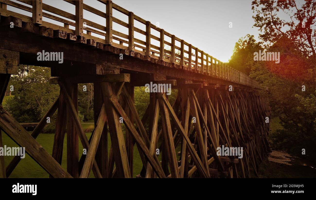 Wooden trestle bridge hi-res stock photography and images - Alamy