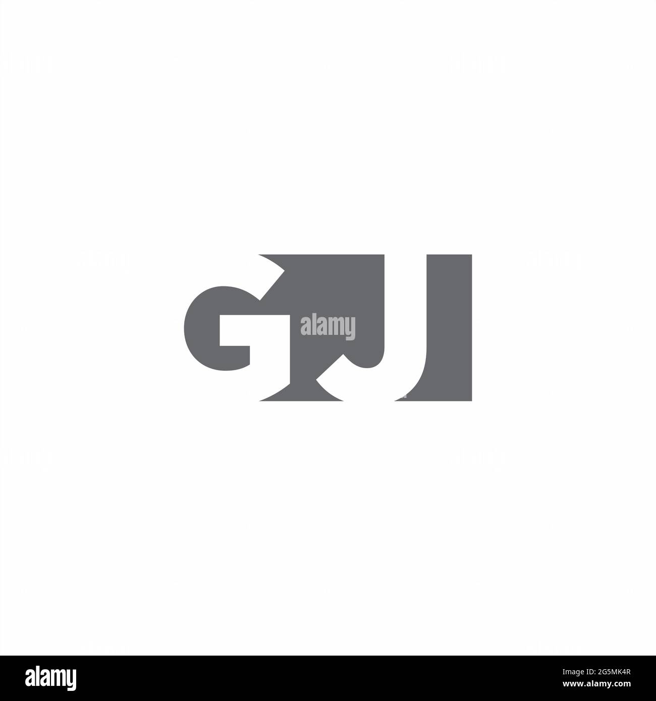 GJ Logo monogram with negative space style design template isolated on white background Stock Vector