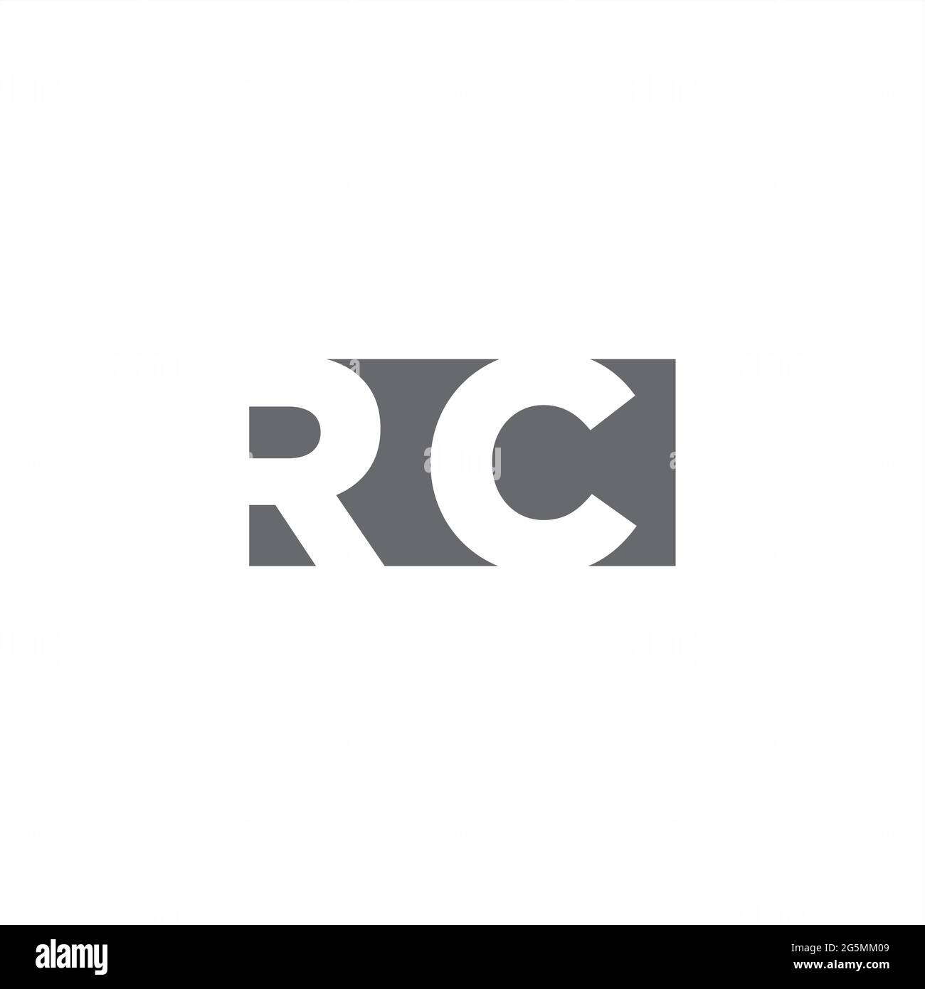 RC Logo monogram with negative space style design template isolated on white background Stock Vector