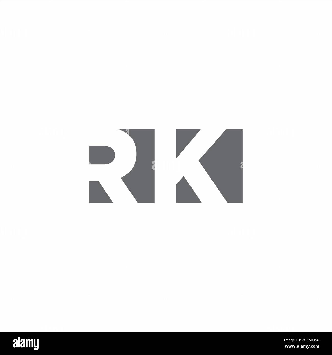 RK Logo monogram with negative space style design template isolated on white background Stock Vector