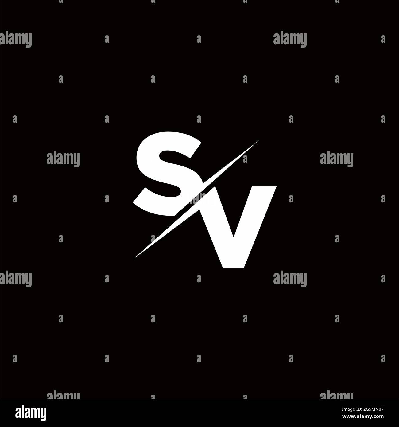 Logo Letter Monogram Slash with Modern logo designs template on Black Color and White background Stock Vector