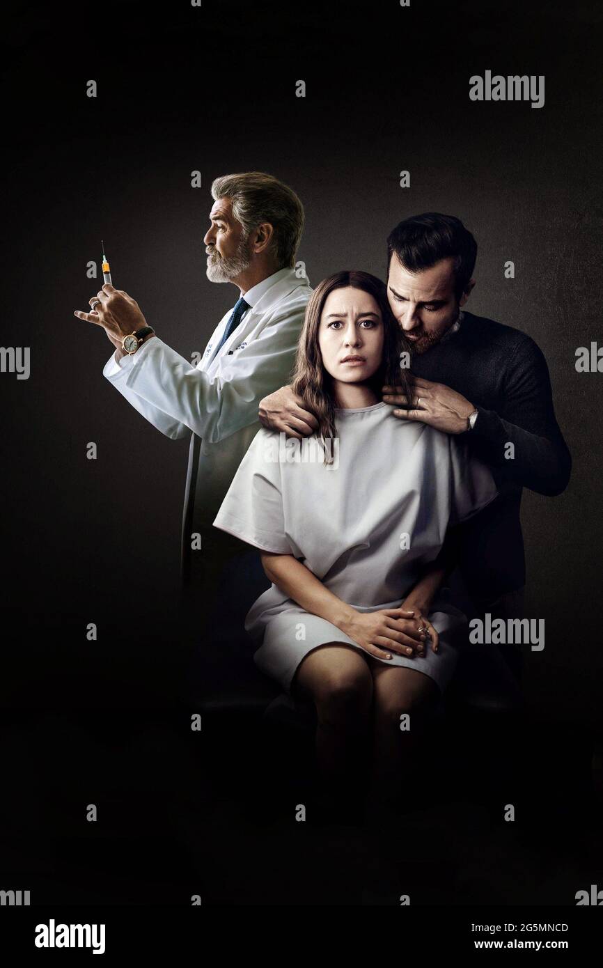 FALSE POSITIVE, key art poster, from top Pierce Brosnan, Justin