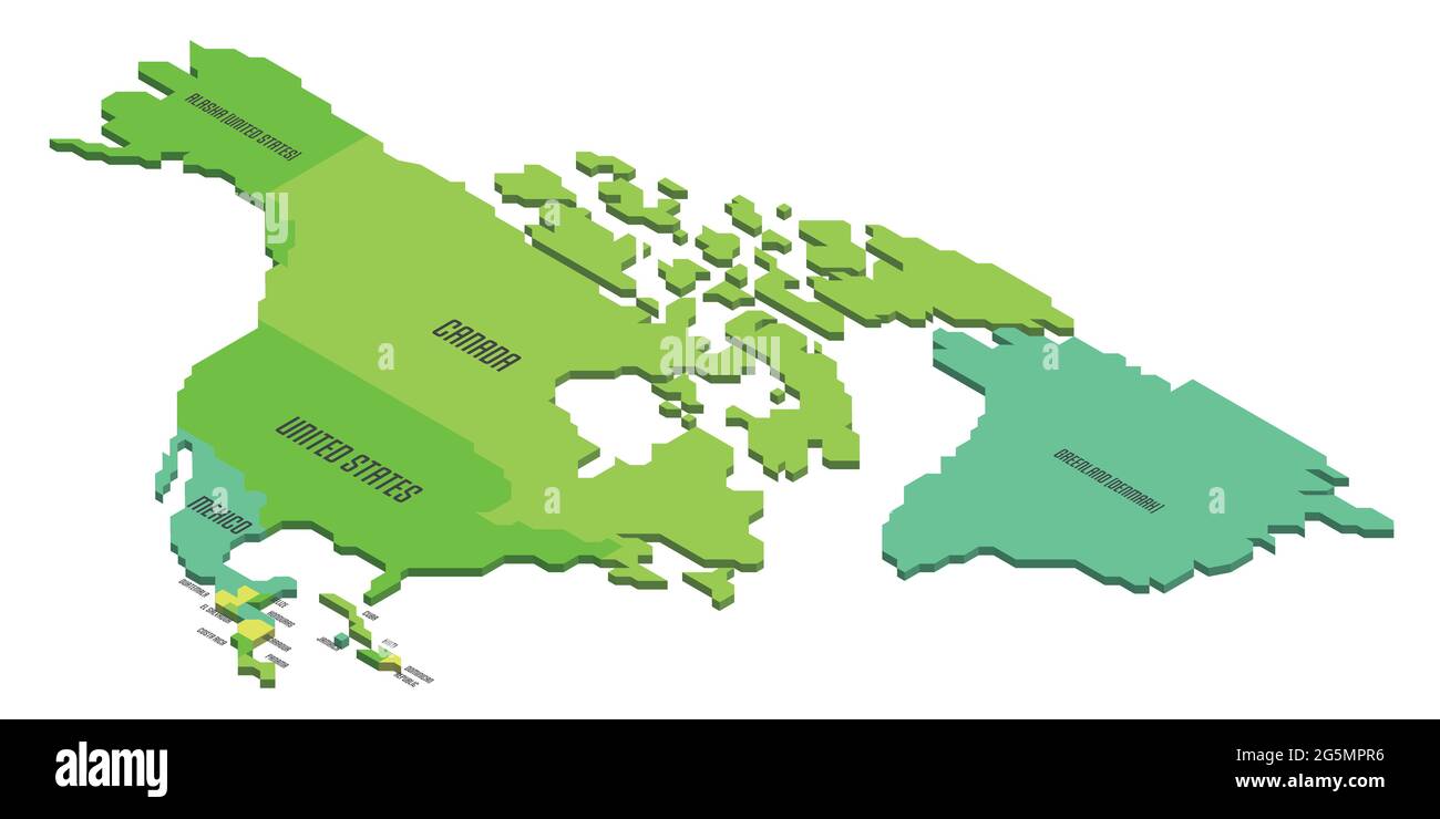 Isometric political map of North America Stock Vector Image & Art - Alamy