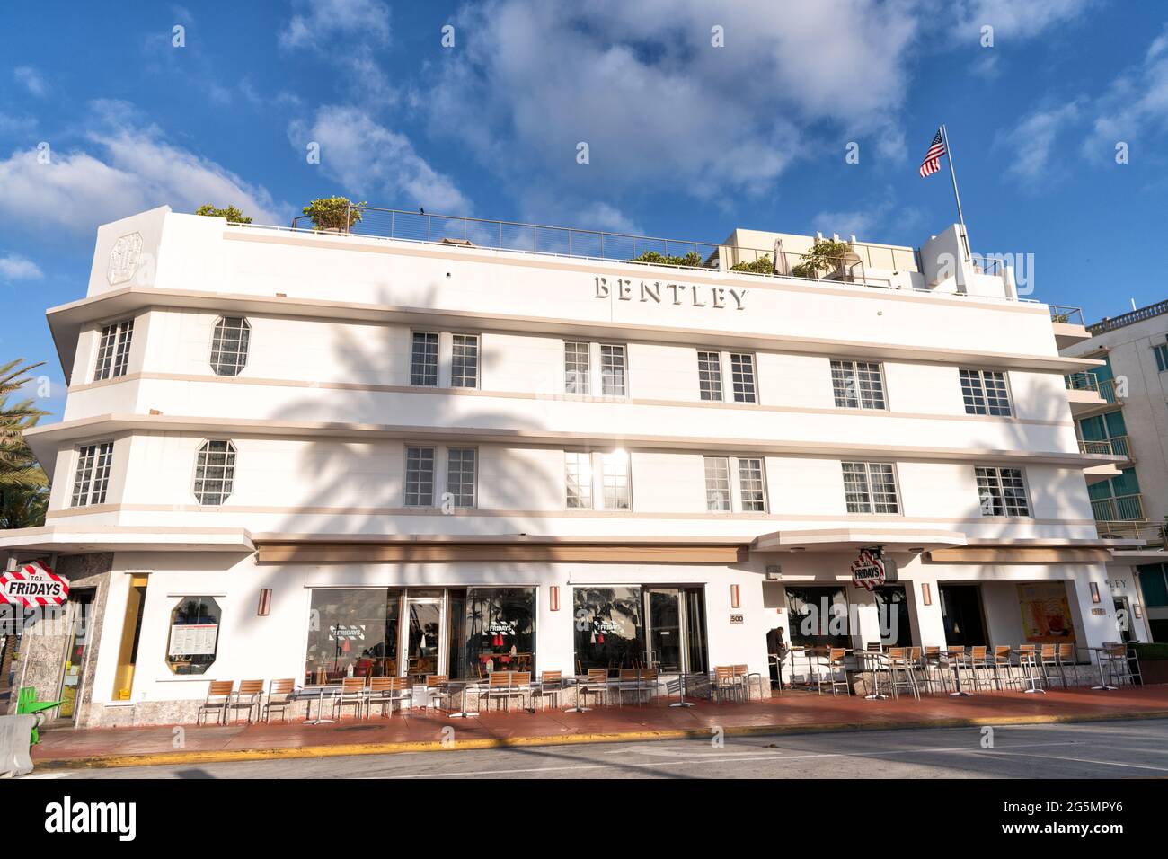 Miami, USA - April 15, 2021: Bentley hotel on Ocean Drive street in Florida Stock Photo