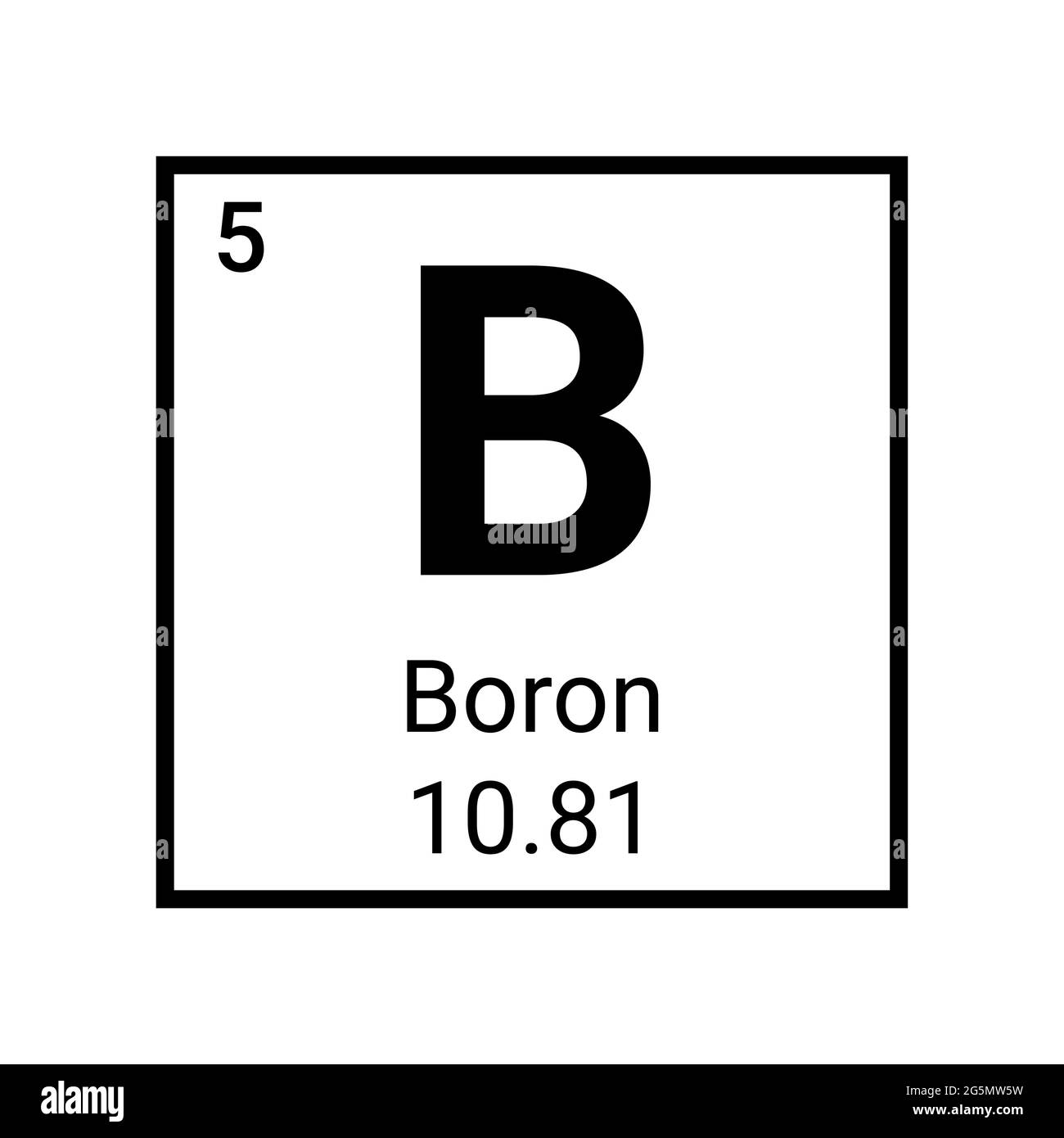 Boron periodic element icon. Chemical boron oxide chemical element symbol Stock Vector