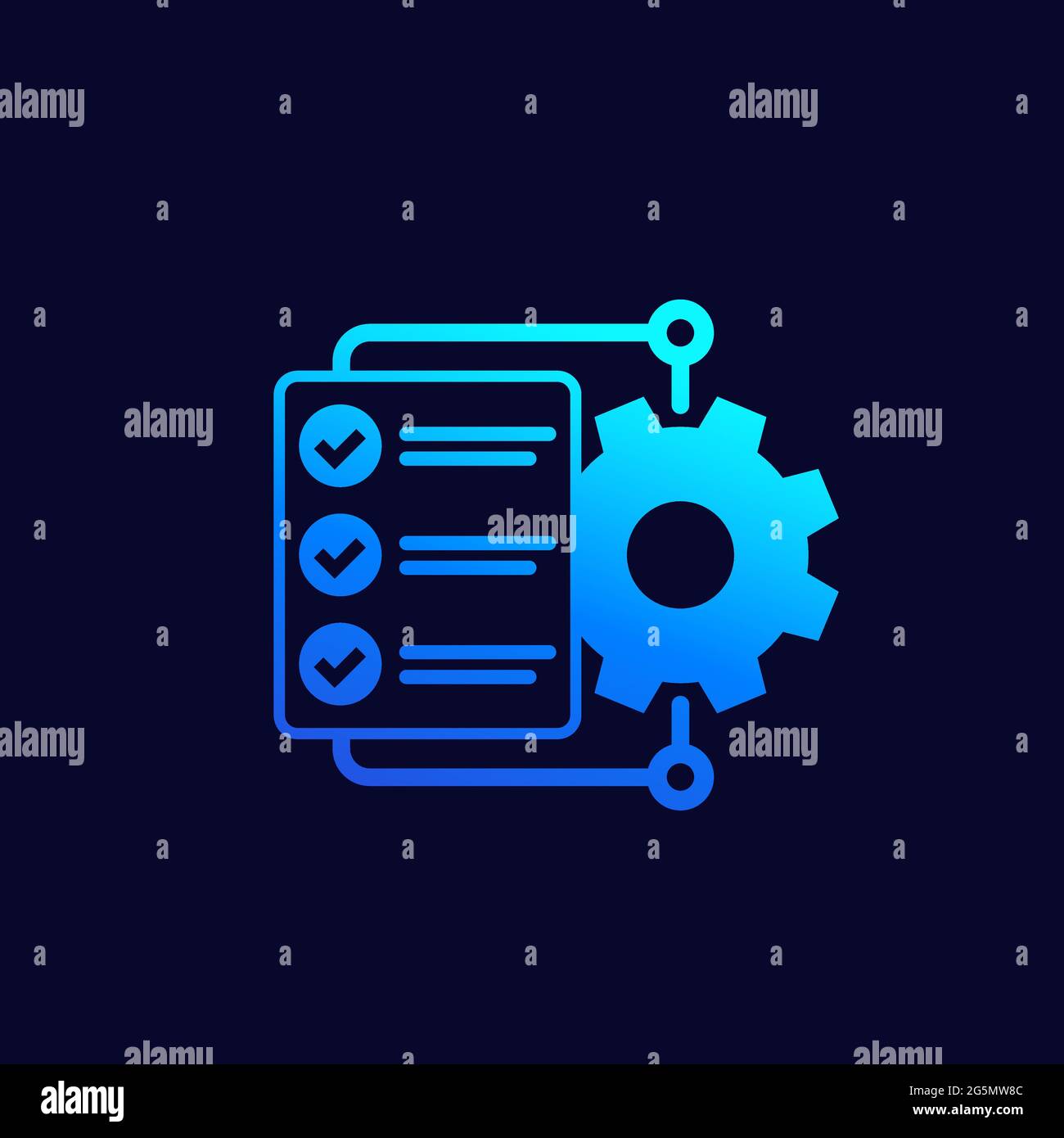 workflow icon with checklist and a gear Stock Vector Image & Art - Alamy