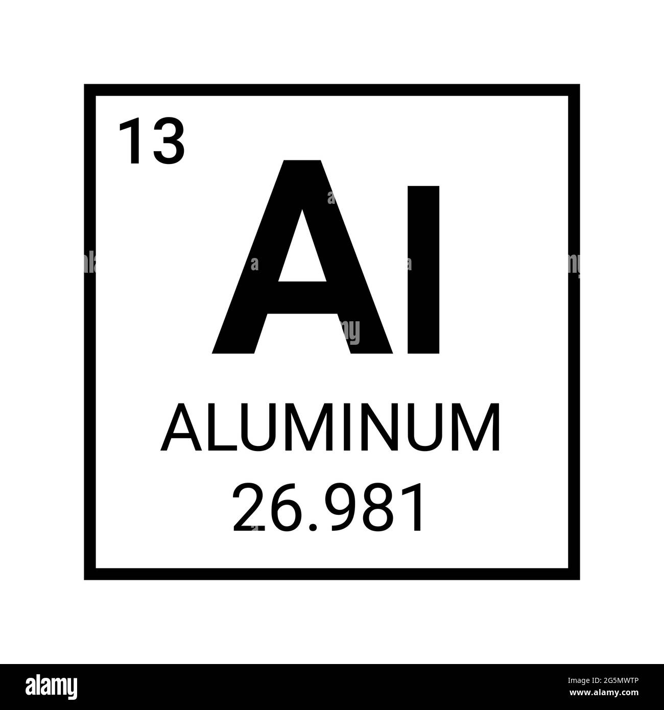 Aluminium periodic element chemical symbol. Aluminum atom element vector icon Stock Vector