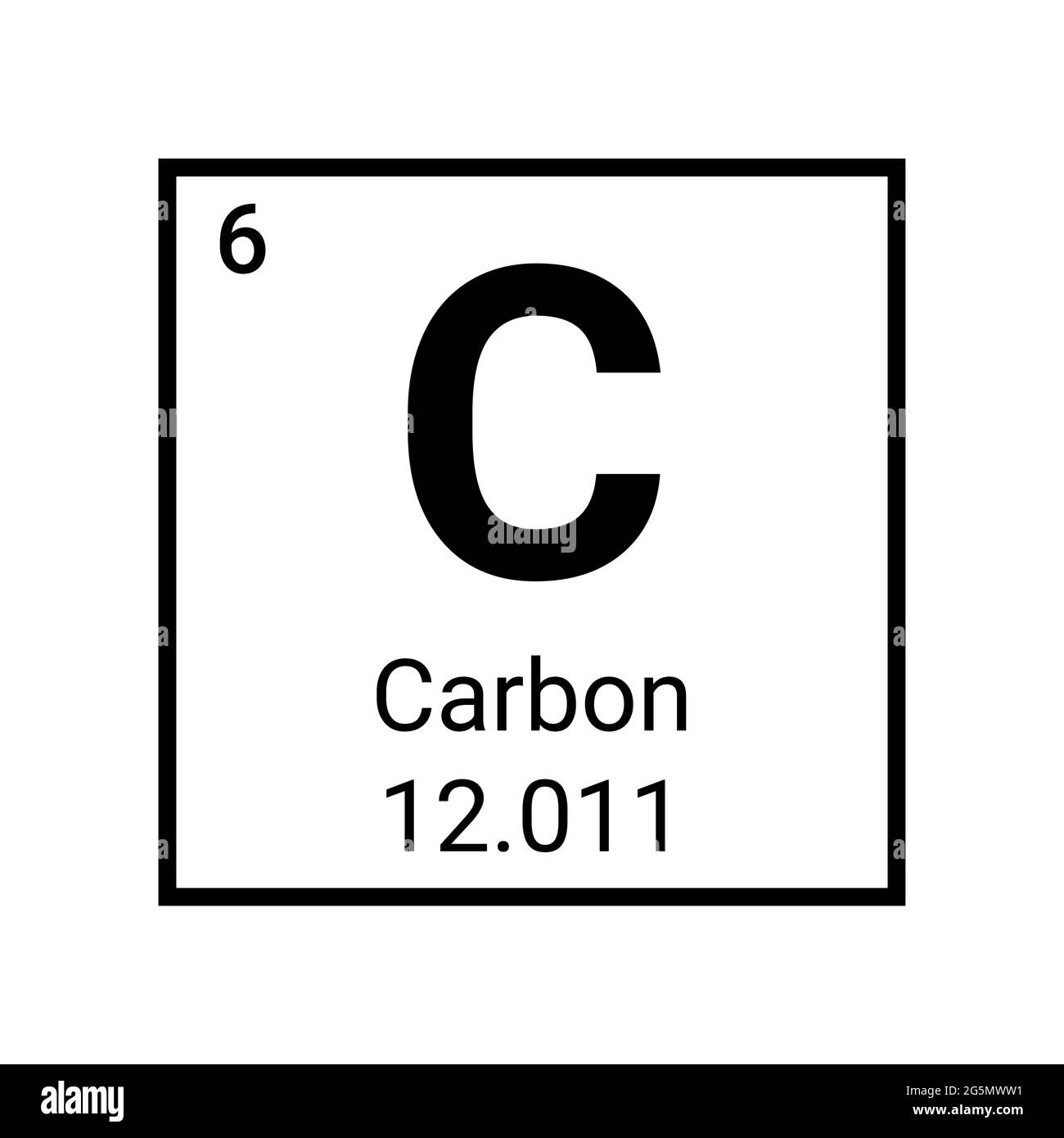 Carbon table element vector icon. Periodic carbon chemistry atom symbol molecule Stock Vector
