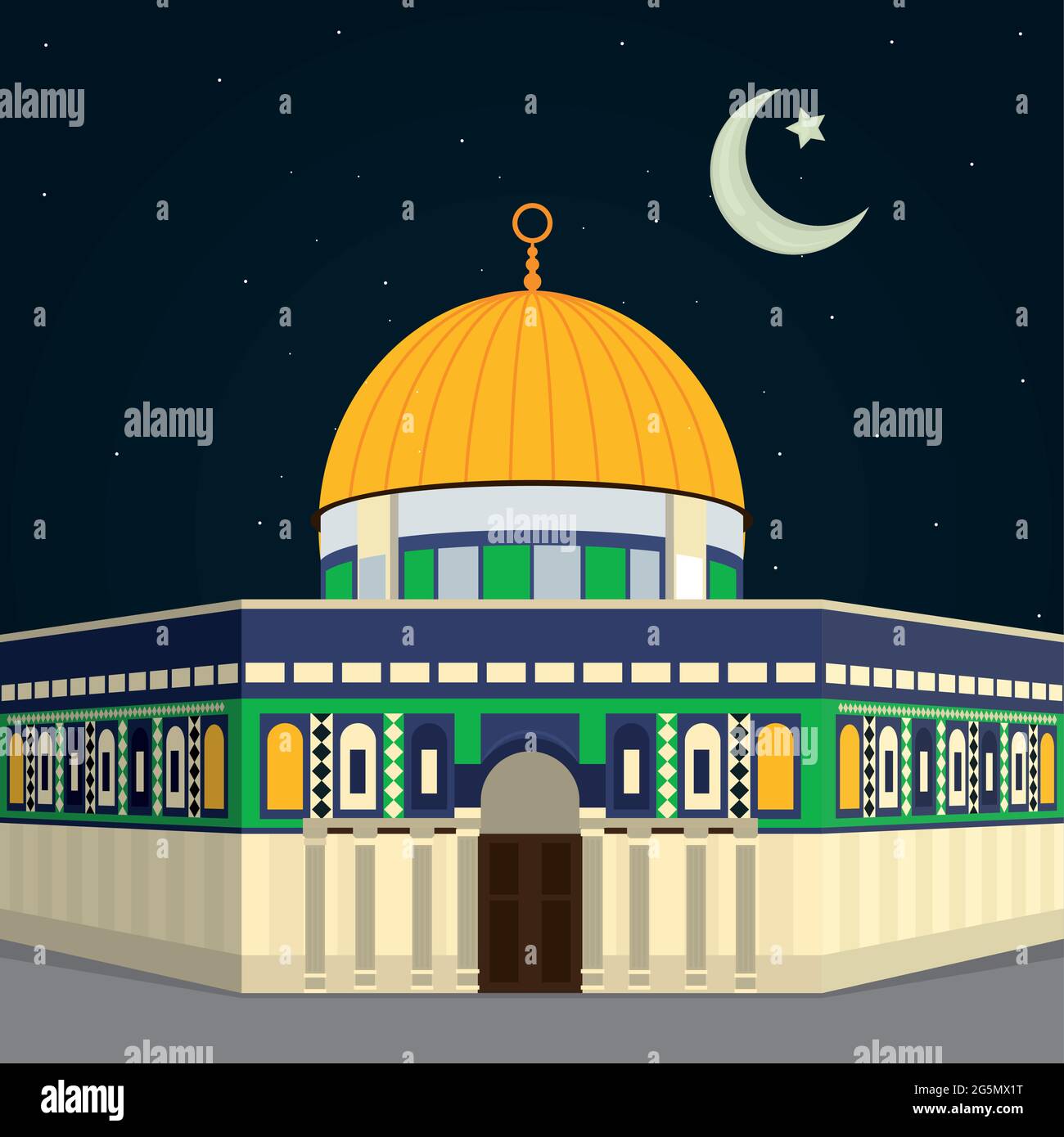 aqsa mosque and crescent moon illustration Stock Vector Image & Art - Alamy