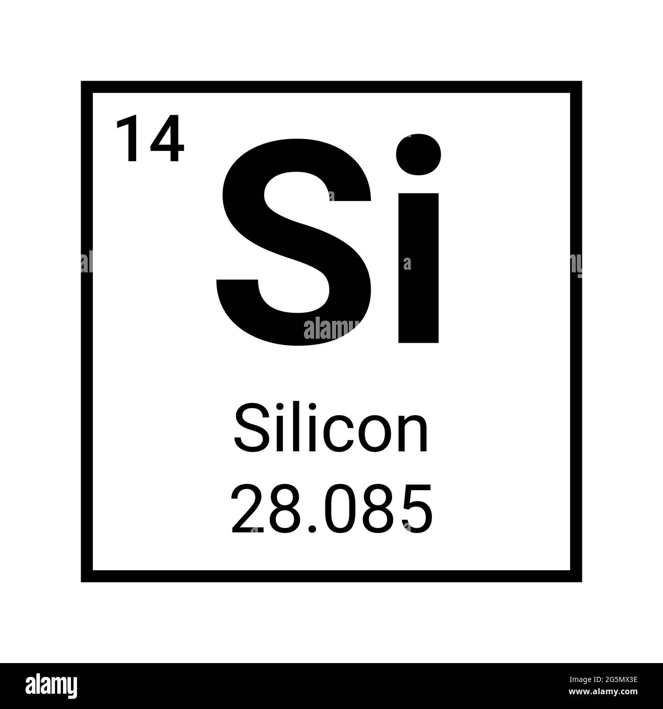 Silicon chemical periodic element vector sign symbol illustration. Silicon element icon Stock Vector