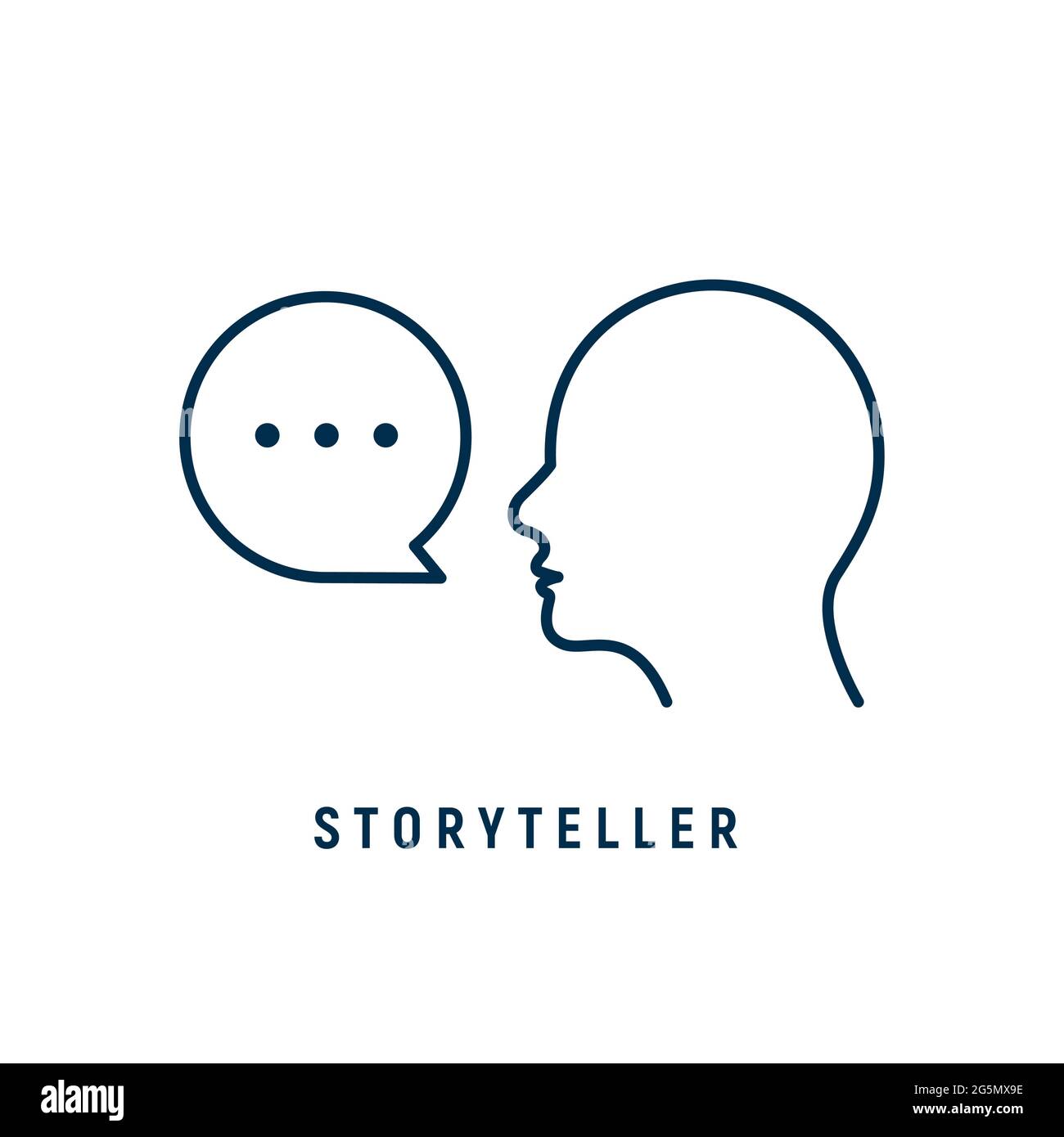 Storyteller brand digital logo icon. Story teller illustration badge vector icon Stock Vector
