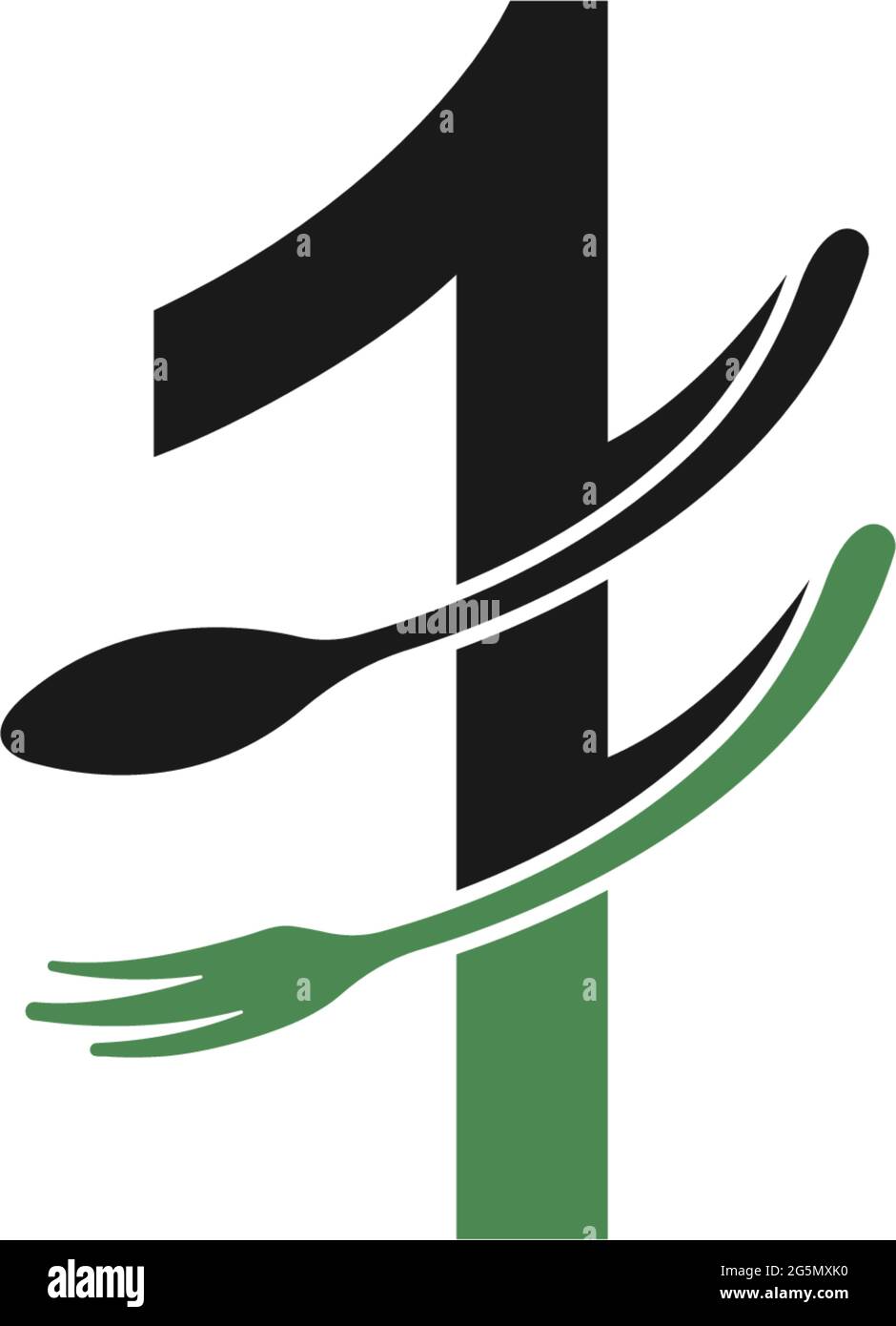 Number 1 with fork and spoon logo icon design vector illustration Stock Vector