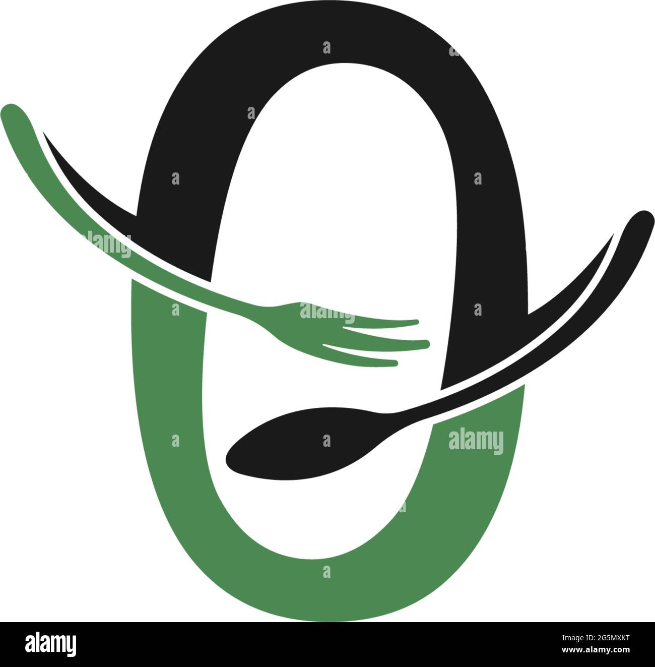 Number zero with fork and spoon logo icon design vector illustration Stock Vector