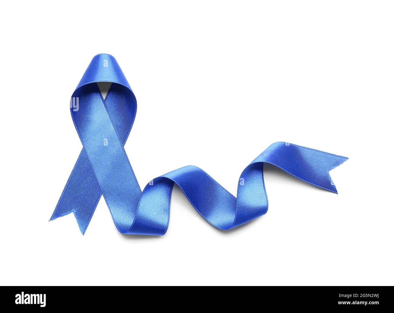 Blue ribbon on white background. Colon cancer concept Stock Photo Alamy