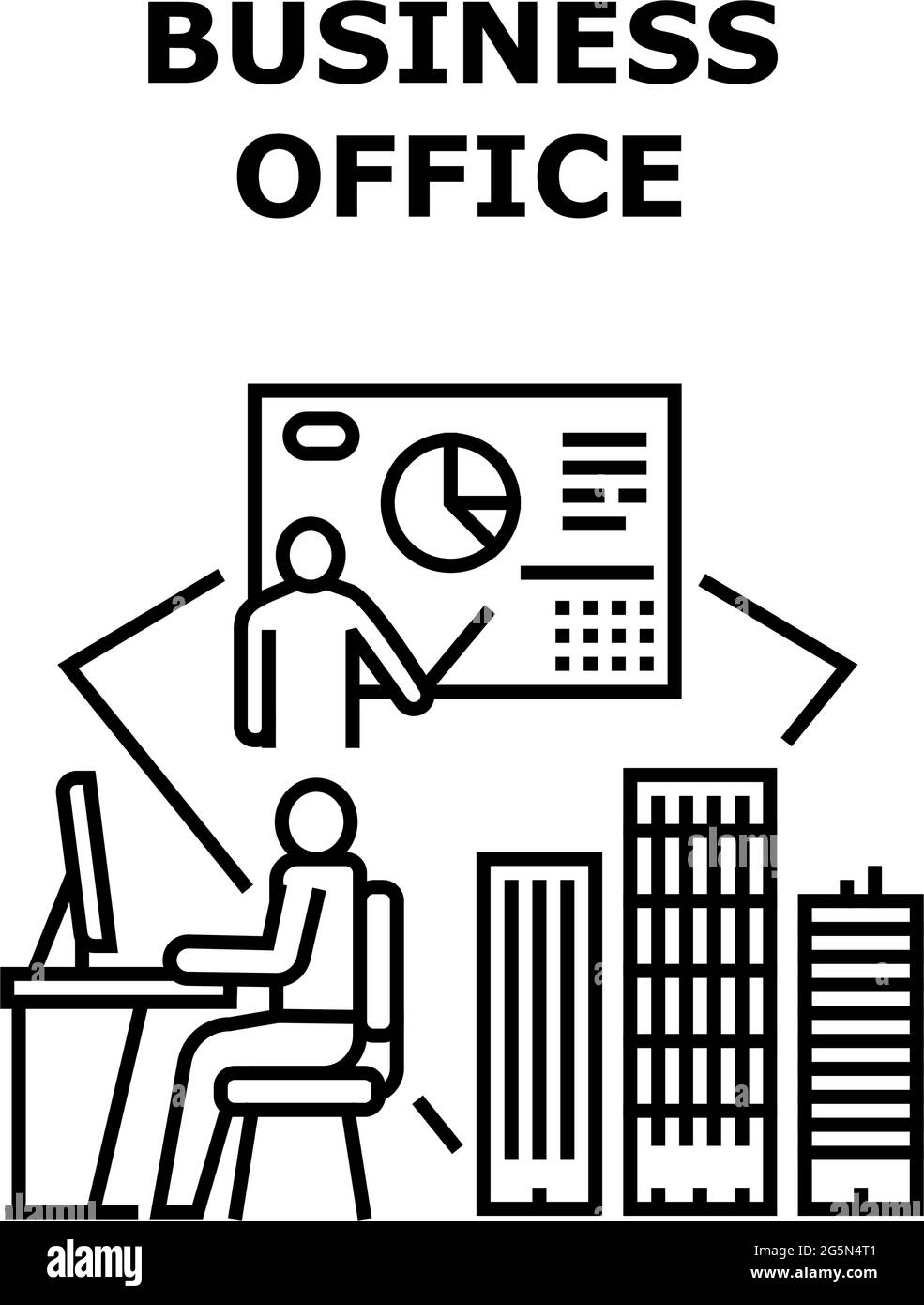 Business Office Vector Concept Black Illustration Stock Vector Image ...