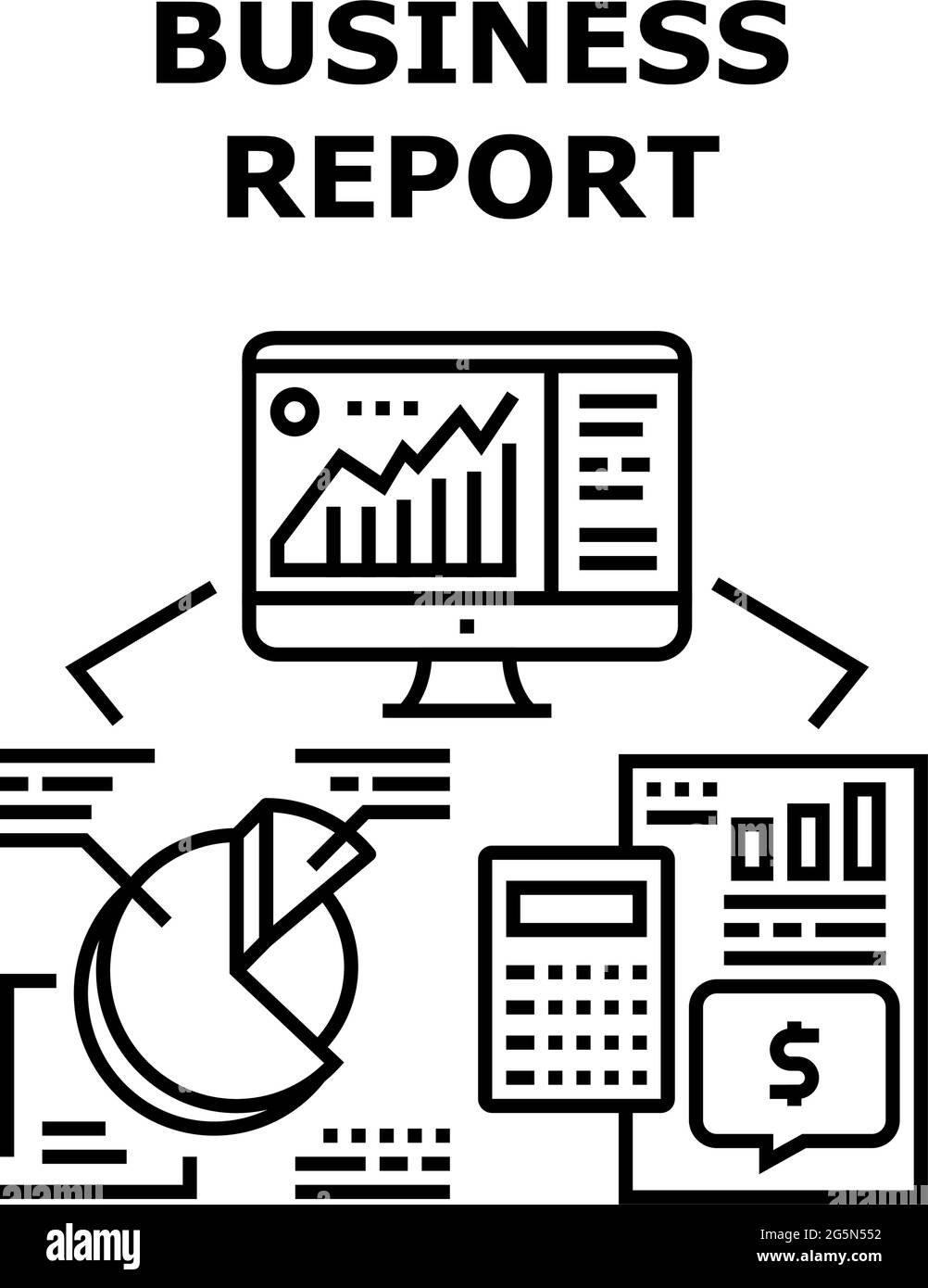 Business Report Vector Concept Black Illustration Stock Vector Image ...
