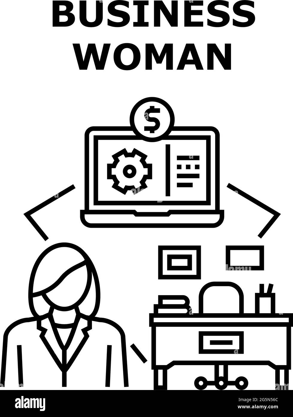 Businesswoman Vector Concept Black Illustration Stock Vector Image ...