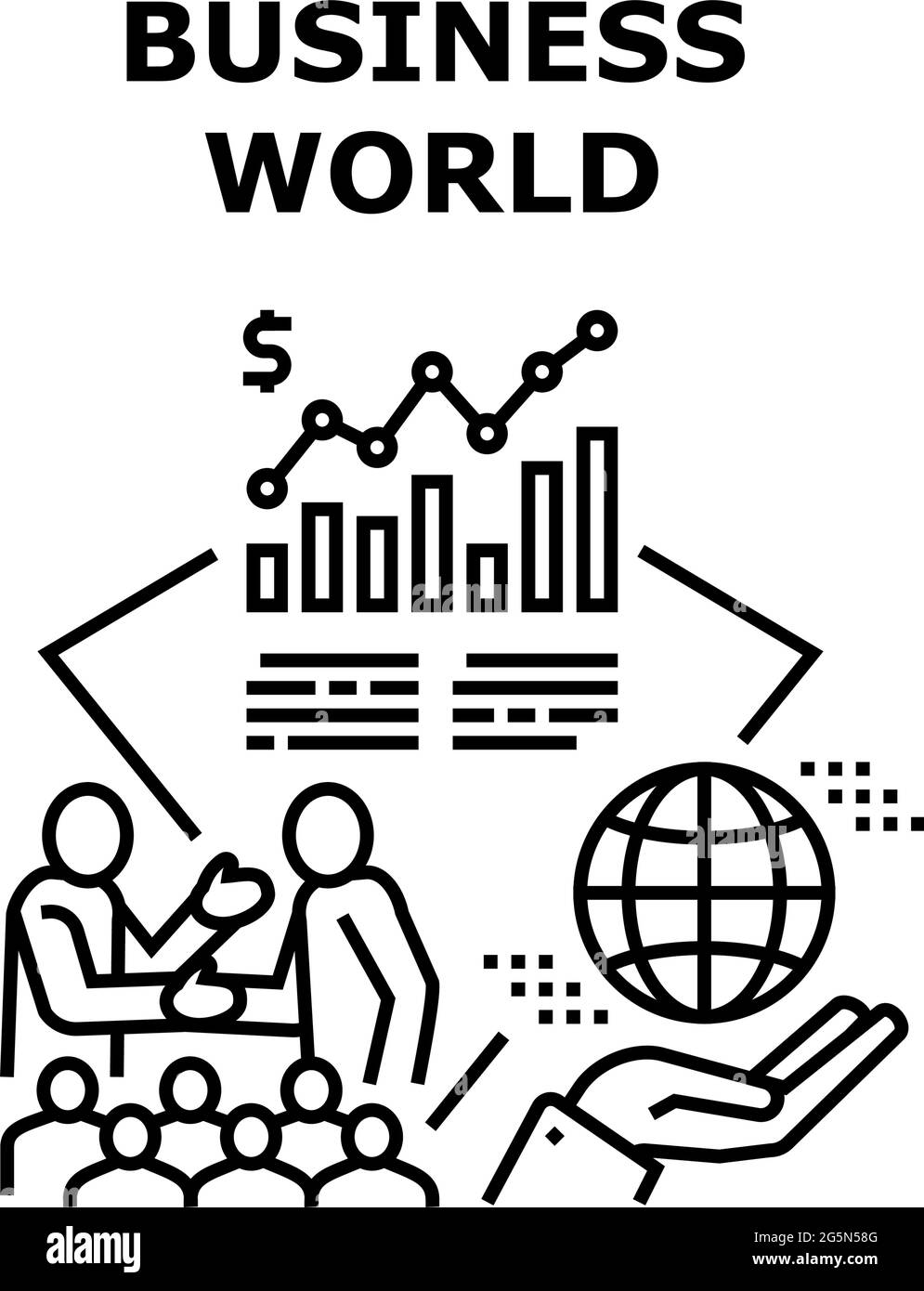 Business World Vector Concept Black Illustration Stock Vector