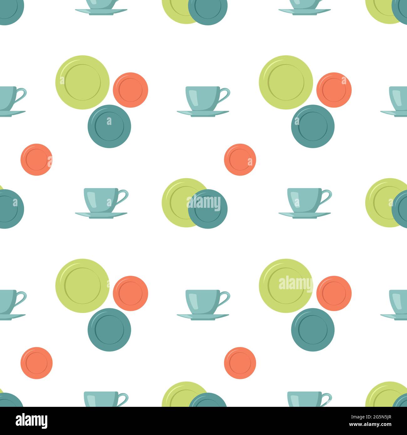 Seamless pattern with cups, saucers and plates Stock Vector Image &amp; Art ...