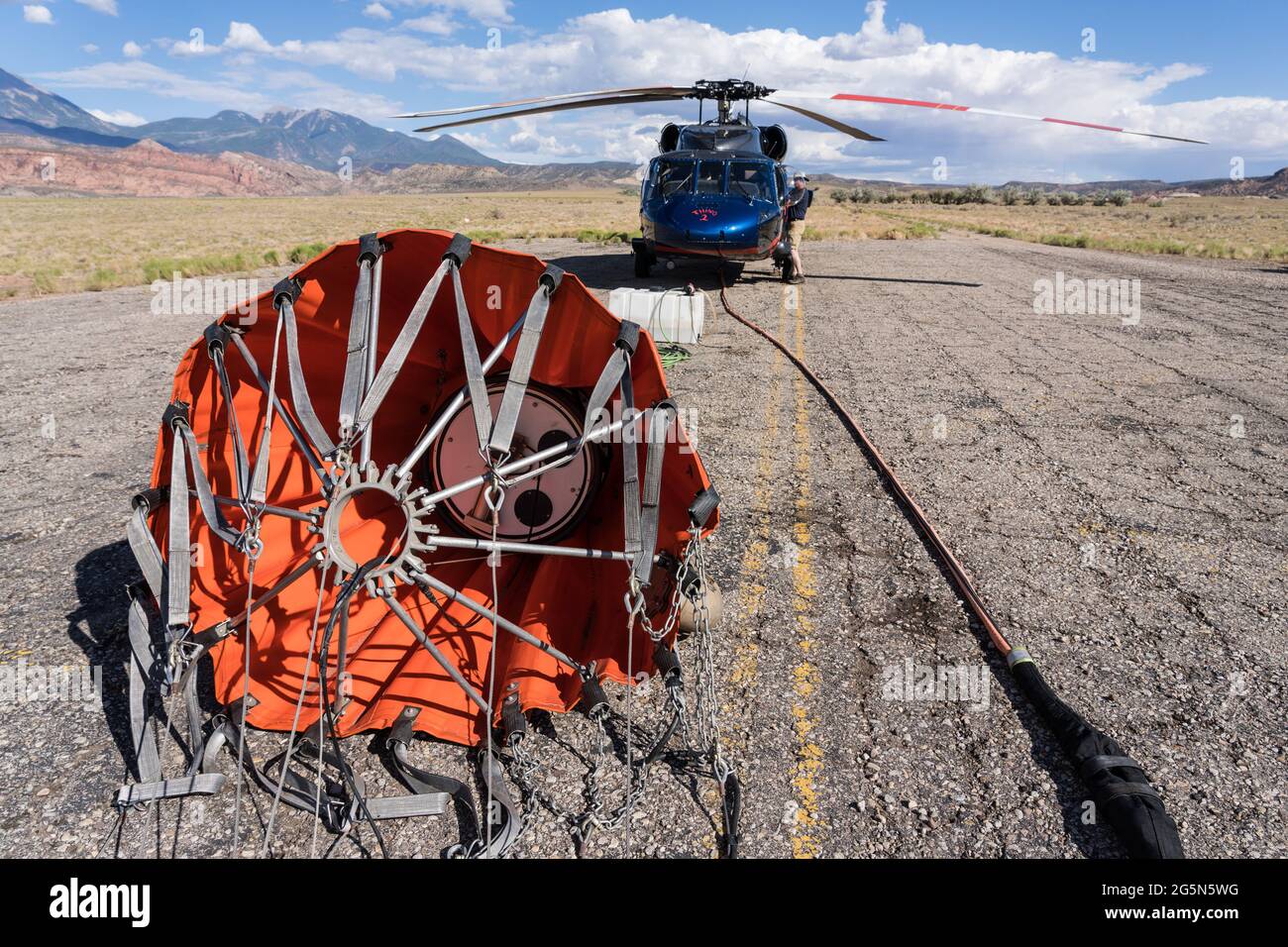 A 780 gallon Bambi Bucket helibucket for dropping water on wildfires