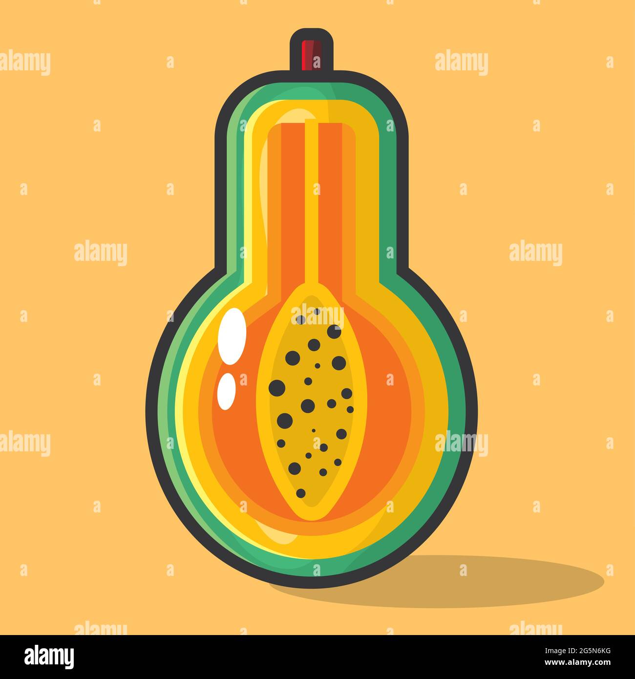 papaya fruit slice vector illustration in flat style Stock Vector