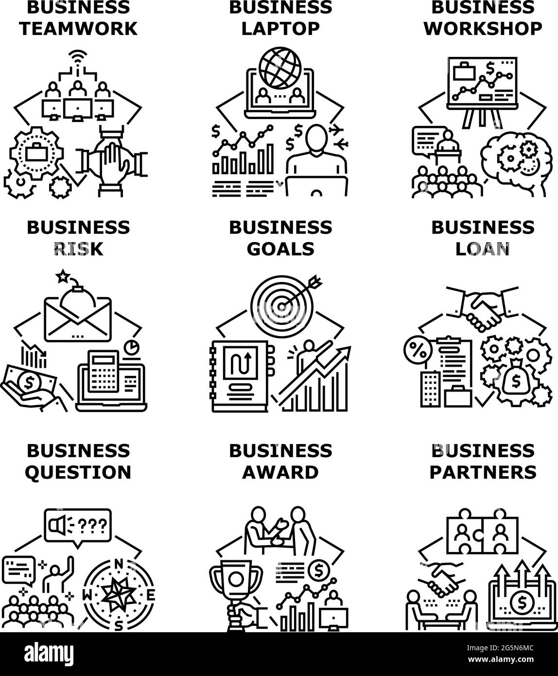 Business Goals Set Icons Vector Illustrations Stock Vector Image & Art Alamy