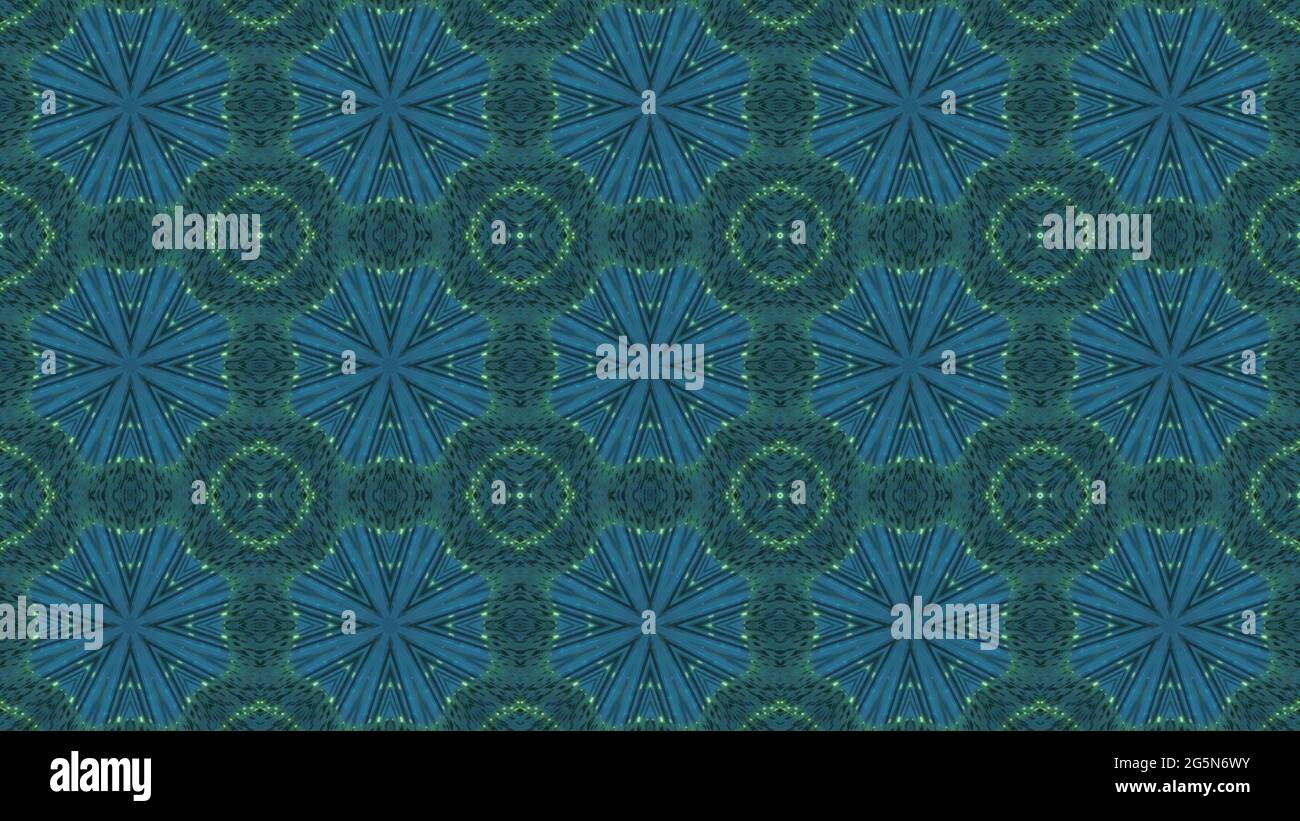 Blue 2D background with rounded green crosses on it in a seamless pattern Stock Photo