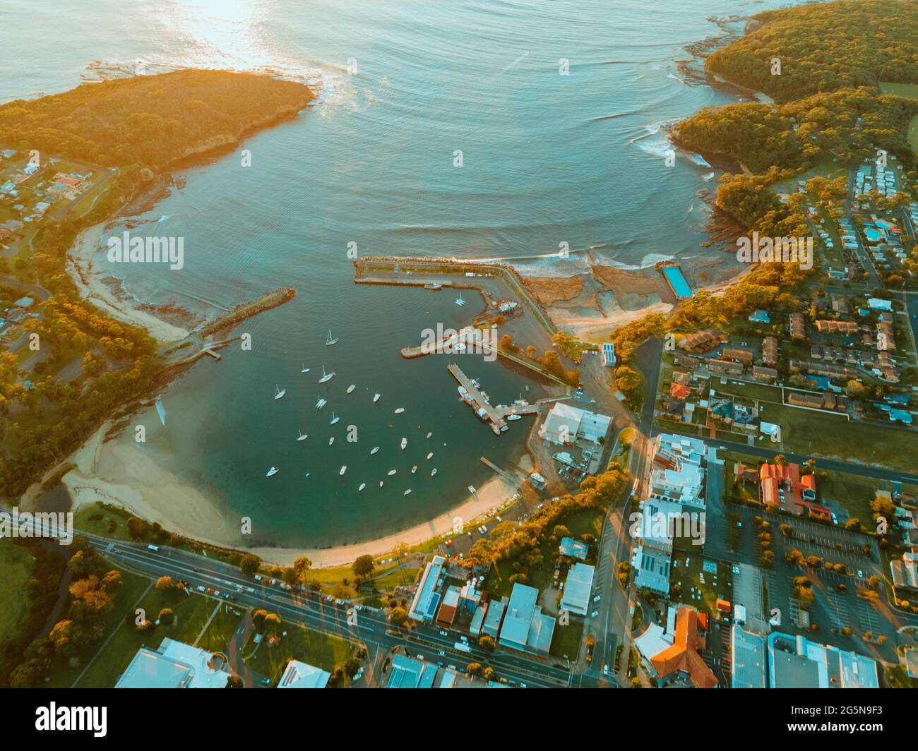 Ulladulla Harbour shot from a drone Stock Photo Alamy