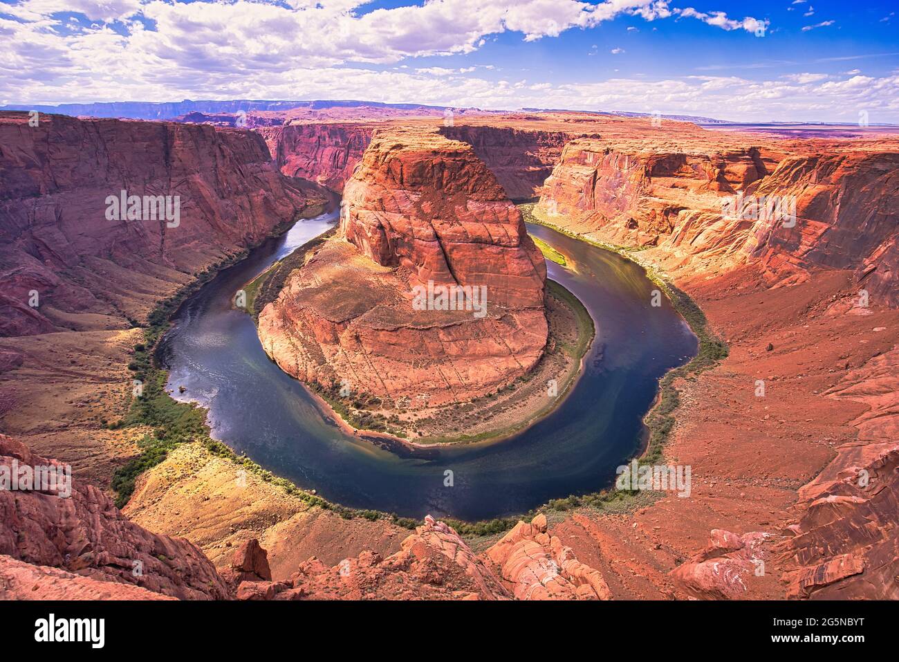 World-class screaming spectacle of Horseshoe Bend, , the yellow canyon. Horseshoe Bend is a shaped incised meander of the Colorado River, Arizona. USA Stock Photo