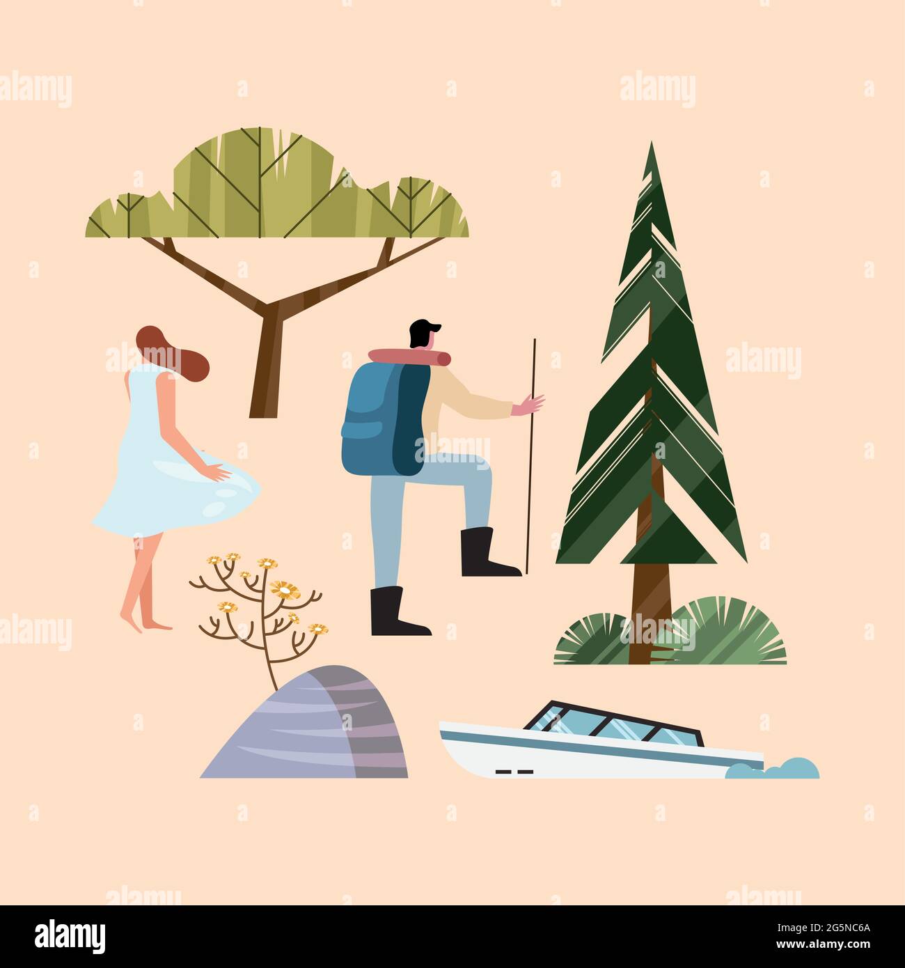 six wanderlust nature set icons Stock Vector Image & Art - Alamy