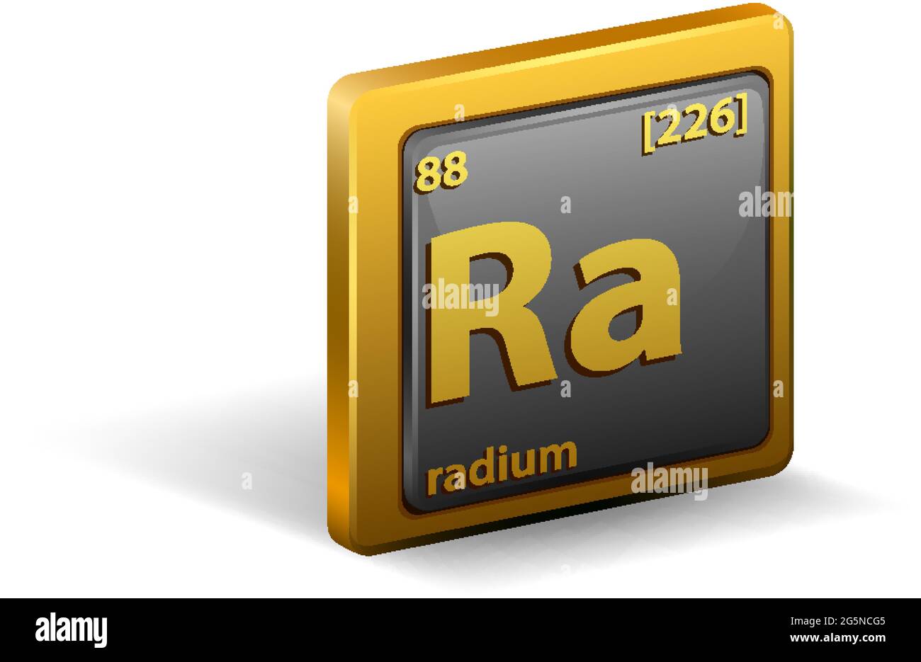 Radium chemical element. Chemical symbol with atomic number and atomic
